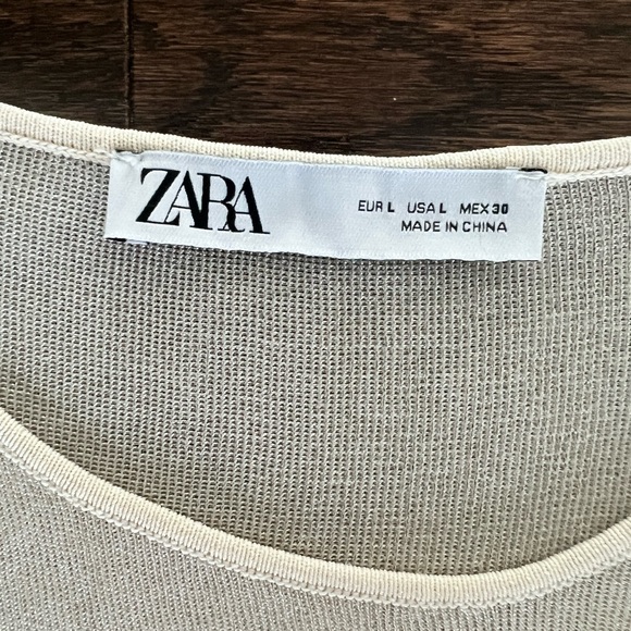 ZARA Sheer Sweetheart Neckline Tank Ivory Size L - Picture 4 of 5
